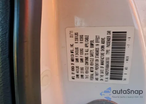 2011 Honda Accord Exl z USA, uszkodzony, nr VIN 1HGCP2F88BA086755